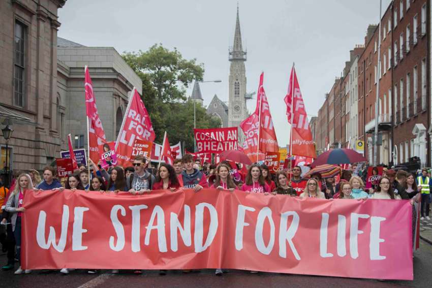 Thousands protest law to force abortion on North Ireland