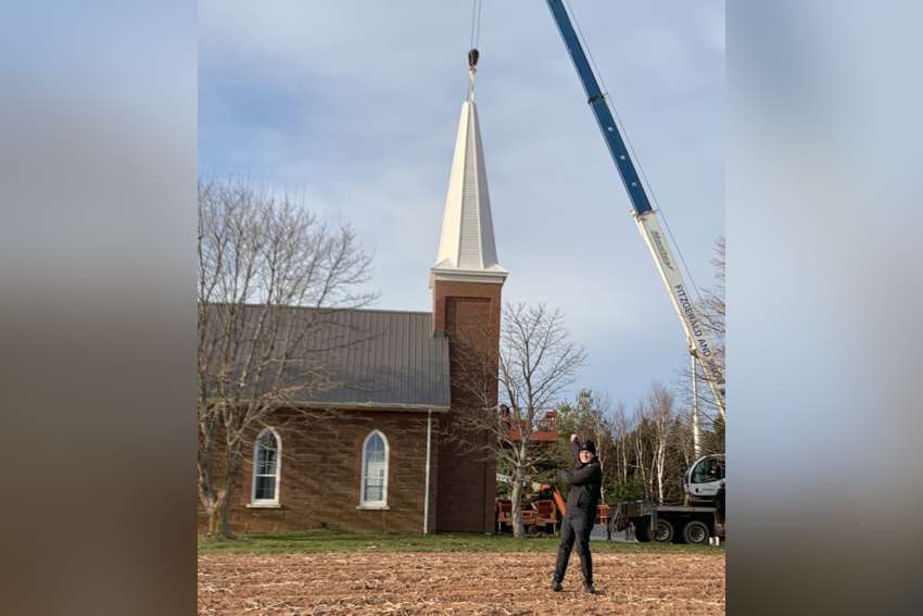 Storm-ravaged steeple back above St. Martin of Tours, PEI