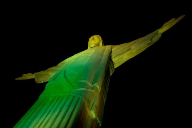 At Christ the Redeemer, a light and sound display to welcome World Cup