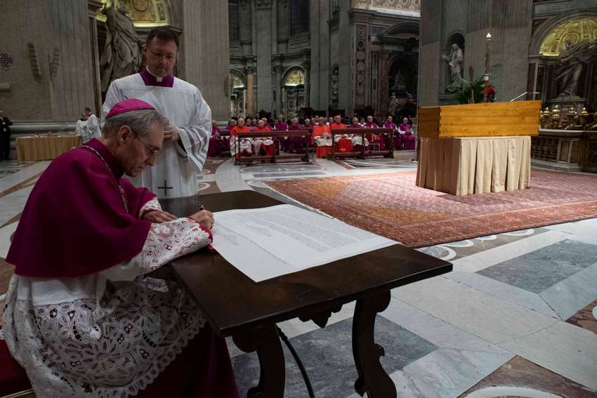 Scroll in Benedict's casket briefly summarizes his life and ministry