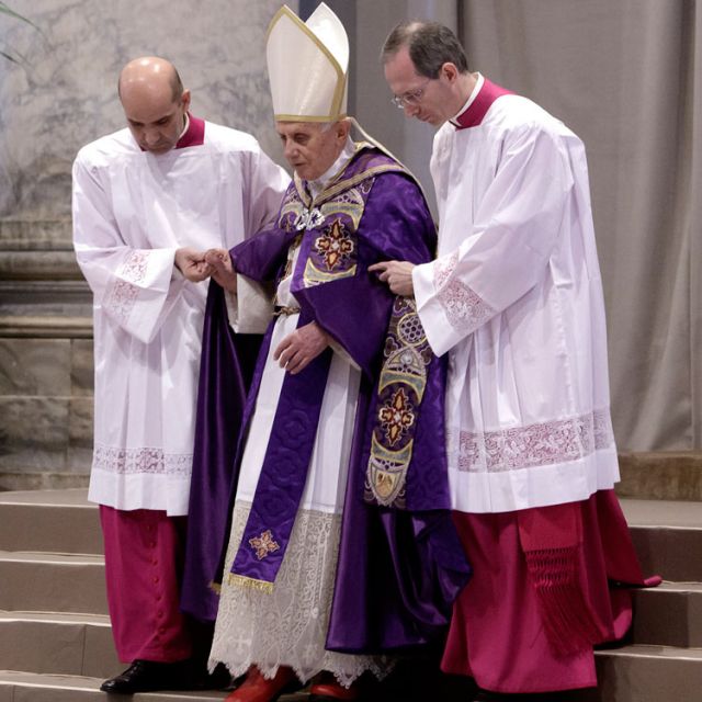 A closeup view of a tired Pope