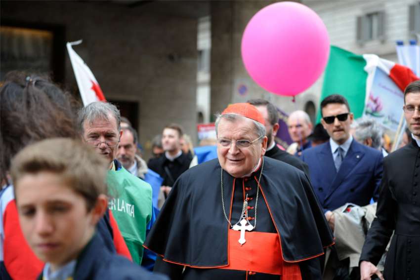 Cardinal Burke remains hospitalized, but he's off ventilator, out of ICU