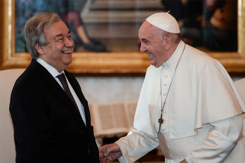 Pope Francis records video of Christmas wishes with U.N. chief