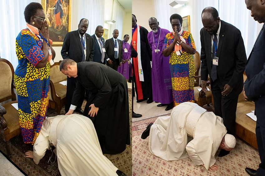 South Sudan's Christian leaders say papal kiss is message of Easter