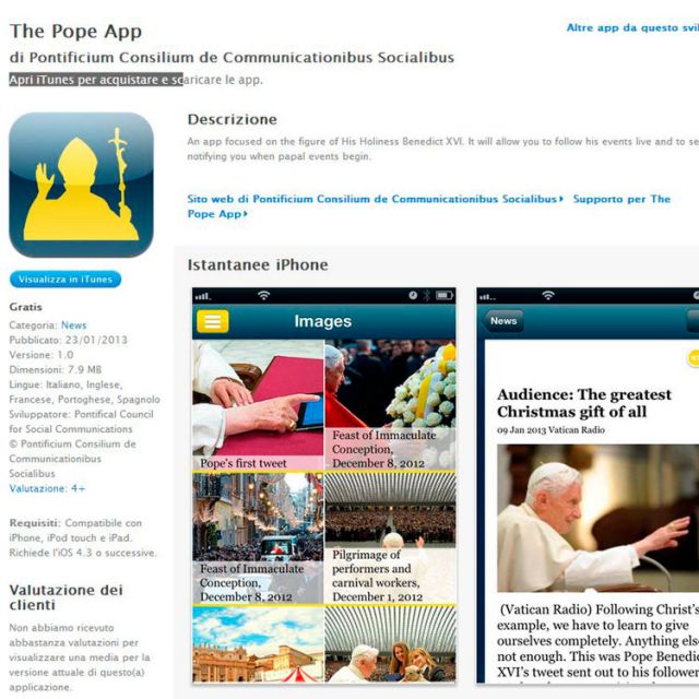 Pope Benedict has new App-titude, lets users follow live events 