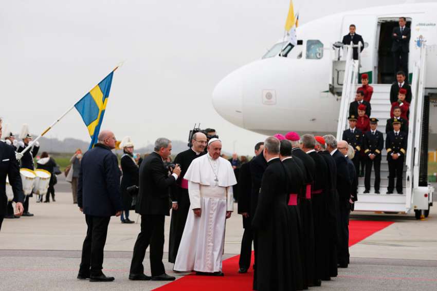 Pope arrives in Sweden for what he calls important ecumenical event