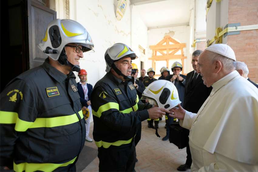 Don't let quake shake your hope, Pope Francis tells earthquake survivors