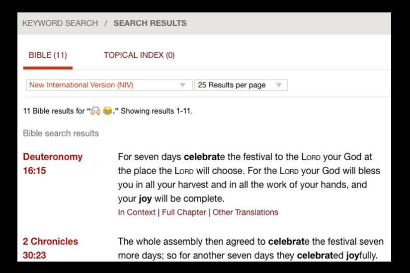 Bible Gateway now lets users search the Bible using emoji
