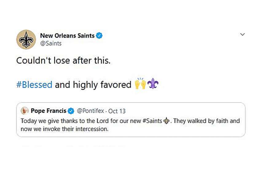 Papal tweet of support for 'Saints' goes viral
