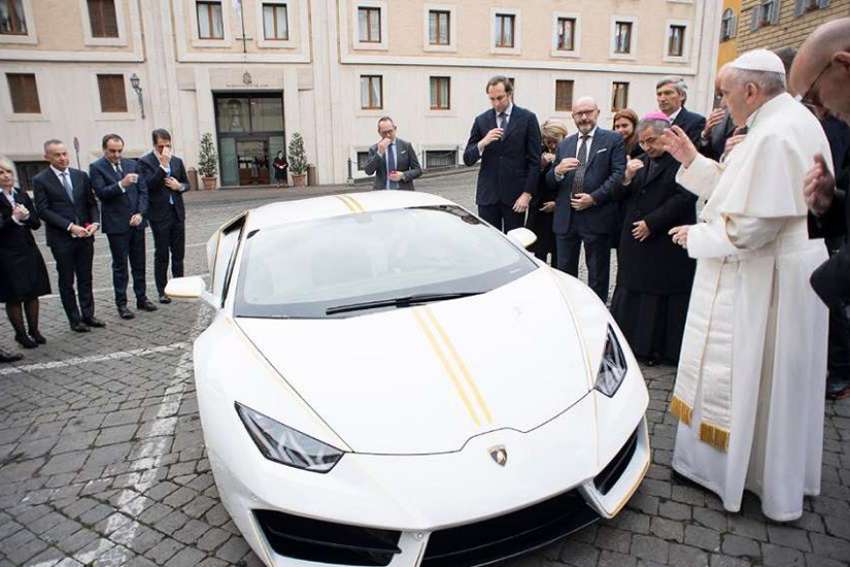 Pope's new special edition Lamborghini up for grabs