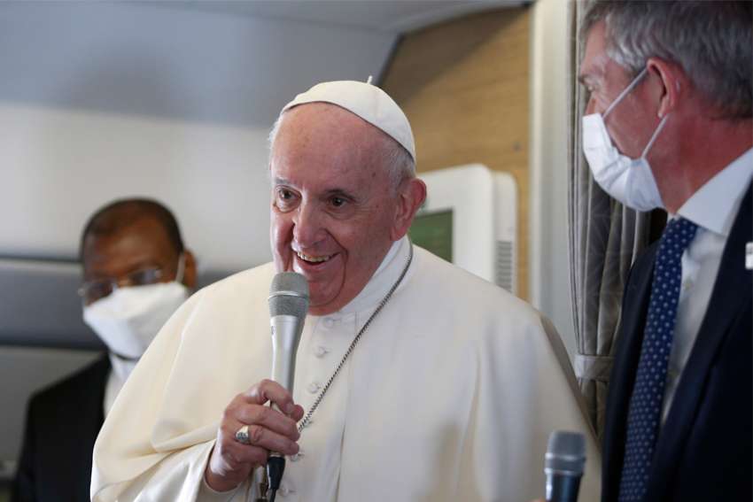 Returning from Iraq, Pope Francis talks about 'risks' taken on trip
