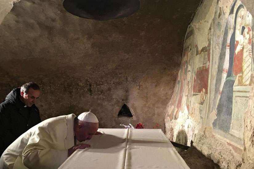 Away in a manger: Pope makes secret stop at Nativity scene's birthplace