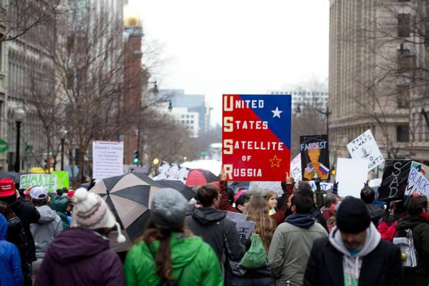 Protesters take to streets of downtown Washington on Inauguration Day