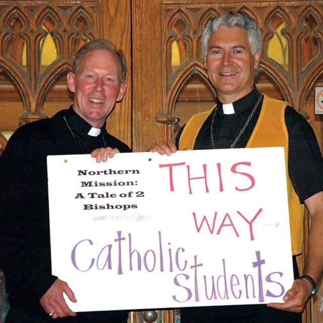 Two bishops tell students tales of Catholic life up North
