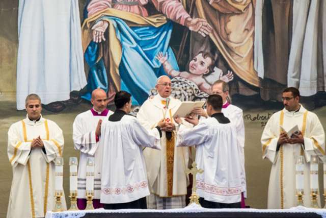 In Bethlehem, near site of Christ's birth, pope speaks out for children