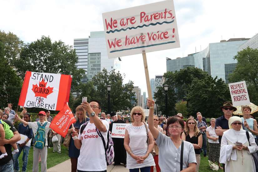 Protesters demand Patrick Brown’s resignation for flip-flop on Ontario’s sex-ed curriculum