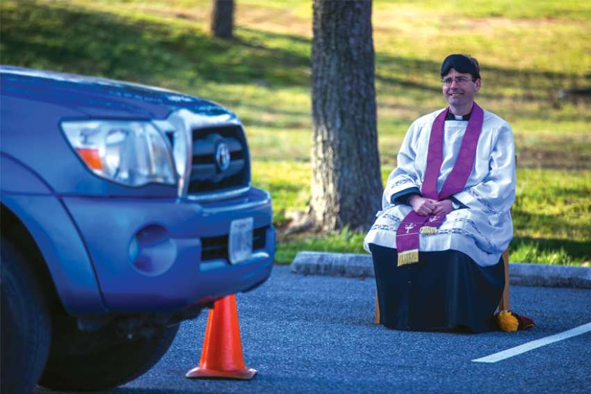 Priest takes confession to the parking lot