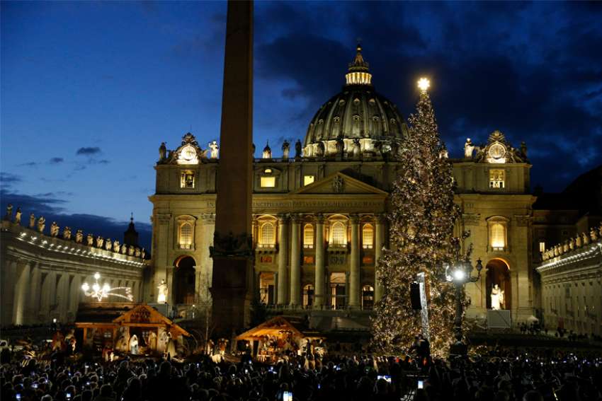 Vatican unveils Nativity scene, lights Christmas tree