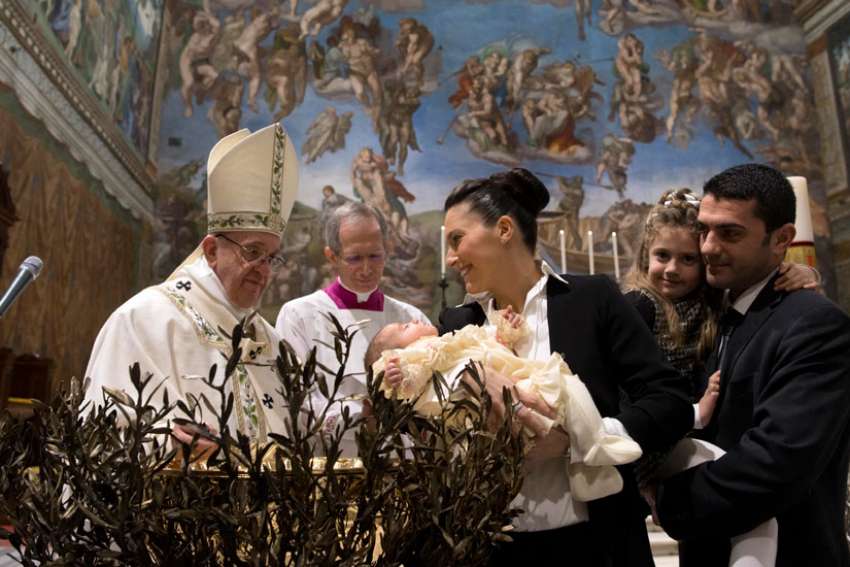 Guard the faith, make it grow, Pope tells parents at infant baptism