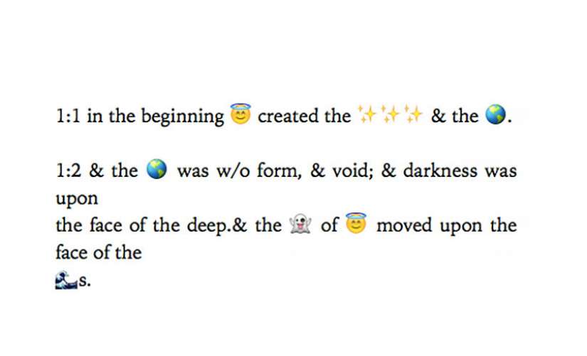 Emoji Bible makes God a smiley face with a halo