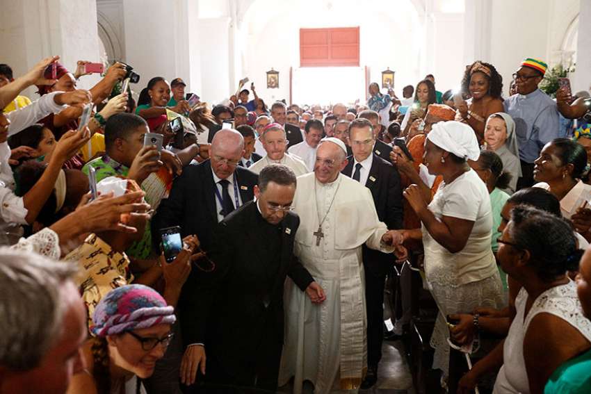 In Cartagena, Pope prays for Venezuela, denounces modern slavery