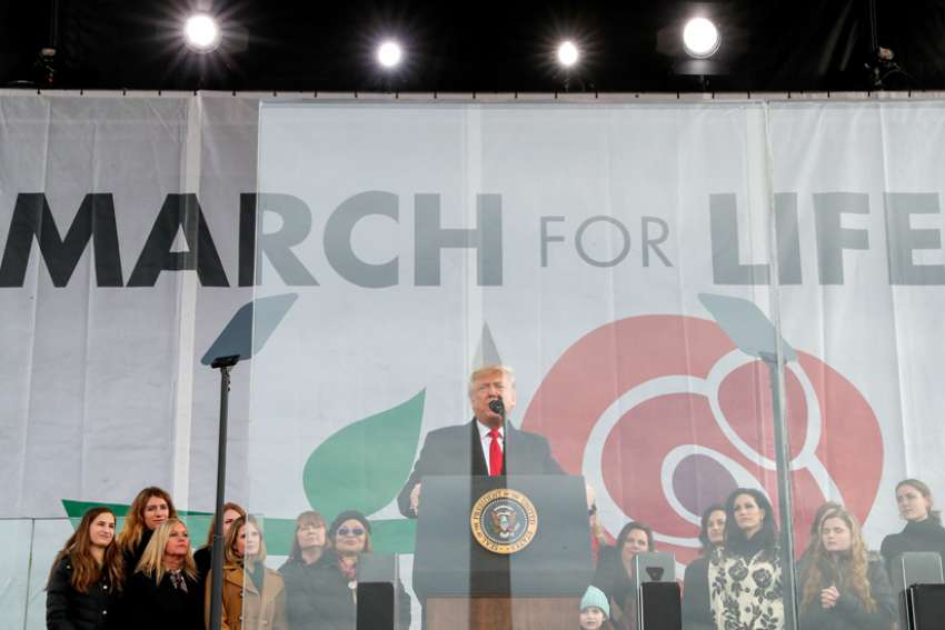Trump delivers in-person address at March for Life in Washington