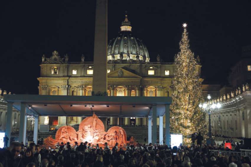 Sand and tree add to Christmas spirit at the Vatican