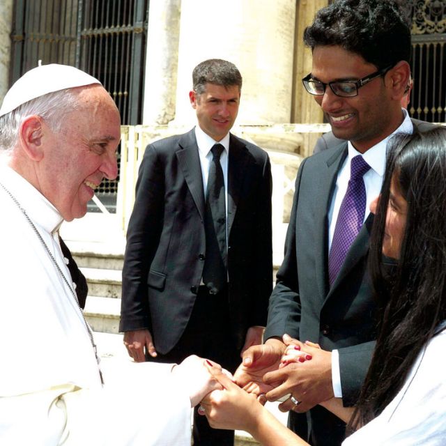 Newlyweds begin marriage with papal blessing