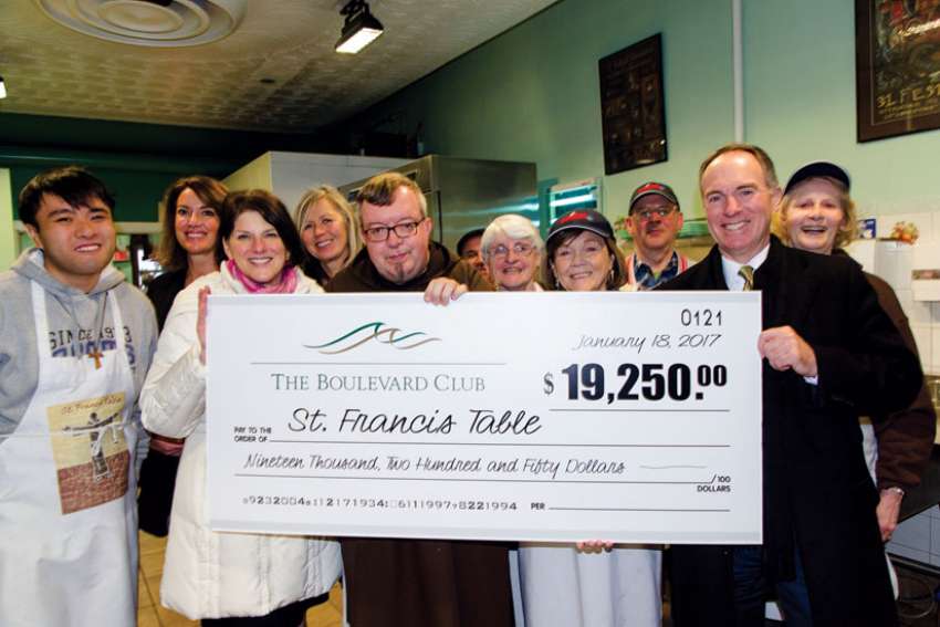 Boulevard Club’s cheque a welcome guest at St. Francis Table restaurant