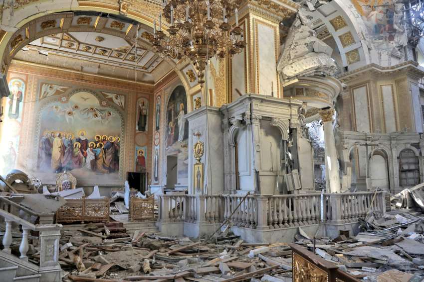 Missile attack destroys Transfiguration Cathedral's central altar in Odesa, Ukraine