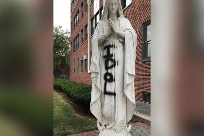 Statues of Mary vandalized in weekend of Catholic church attacks