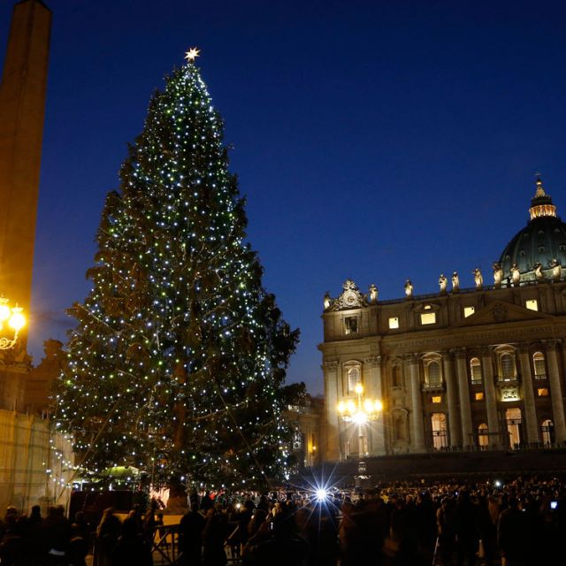 Christmas lights reflect truth that Christ is light of world, pope says 