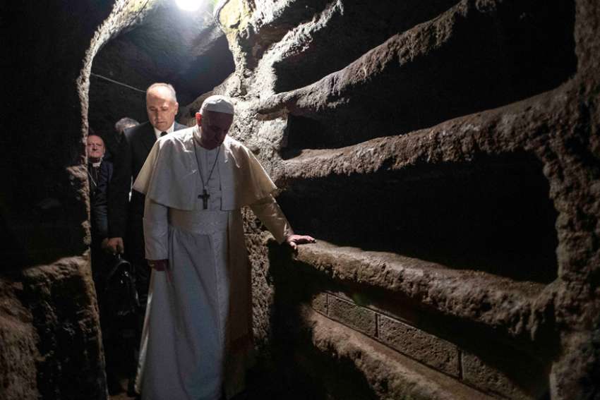 Pope Francis recalls all persecuted Christians at Mass in Catacombs