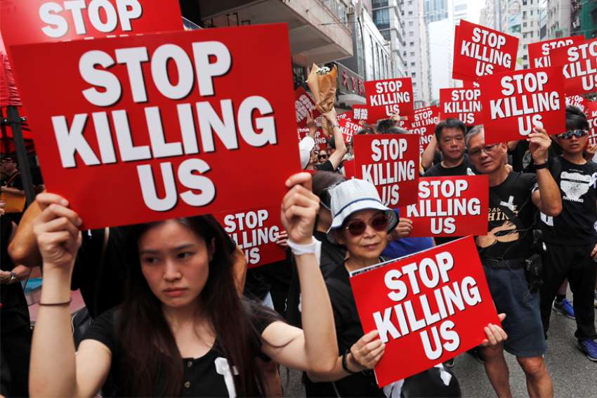 Bishop to remain with Hong Kong protesters 'no matter how long they stay'