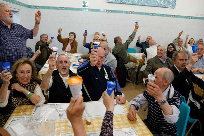 Rome's poor celebrate Pope's name day with gelato