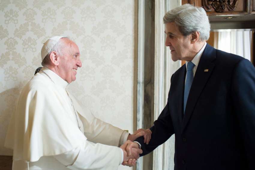 Pope Francis meets U.S. Secretary of State John Kerry at the Vatican